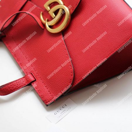Gucci GG Marmont Small Top Handle Bag Lightweight Leather Hibiscus Red - Image 4