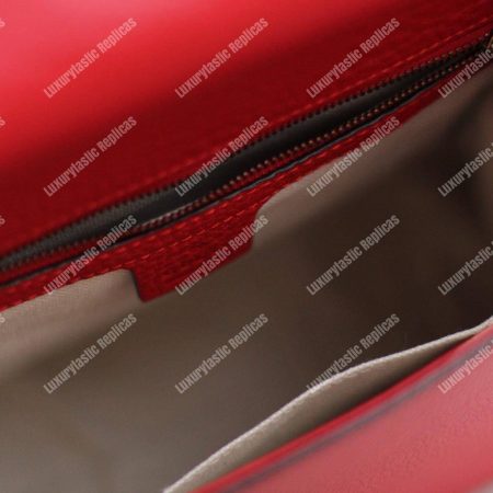 Gucci GG Marmont Small Top Handle Bag Lightweight Leather Hibiscus Red - Image 3