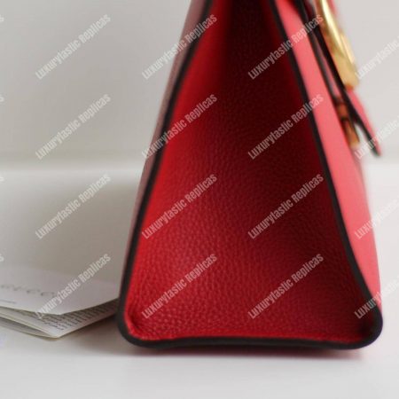 Gucci GG Marmont Small Top Handle Bag Lightweight Leather Hibiscus Red - Image 5