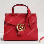 Gucci GG Marmont Small Top Handle Bag Lightweight Leather Hibiscus Red