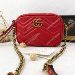 Gucci GG Marmont Matelassé Mini Bag Hibiscus Red