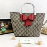 Gucci Children’s GG Supreme Red Bow Tote