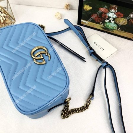 Gucci GG Marmont Small Matelassé Shoulder Bag Light Blue - Image 3
