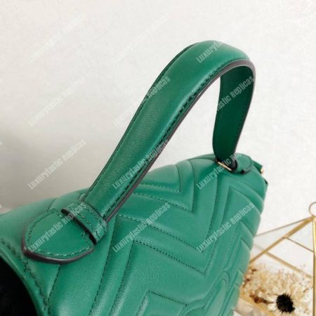 Gucci GG Marmont Small Top Handle Bag Emerald Matelassé - Image 7