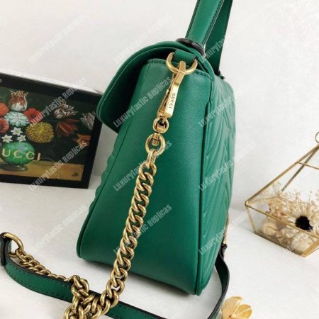 Gucci GG Marmont Small Top Handle Bag Emerald Matelassé - Image 6