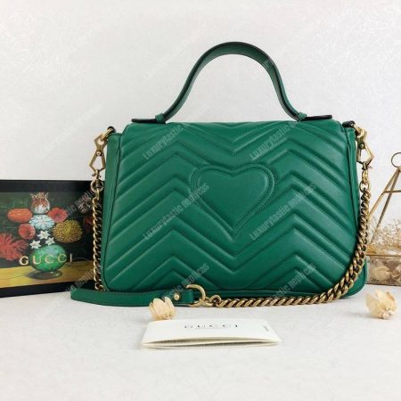 Gucci GG Marmont Small Top Handle Bag Emerald Matelassé - Image 3