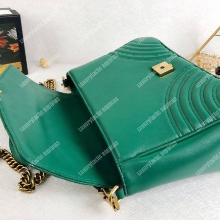 Gucci GG Marmont Small Top Handle Bag Emerald Matelassé - Image 4