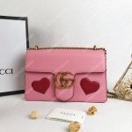 Gucci GG Marmont Leather Shoulder Bag Hearts Pink