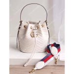 Gucci GG Marmont Chevron Leather Bucket Bag White