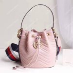 Gucci GG Marmont Chevron Leather Bucket Bag Light Pink