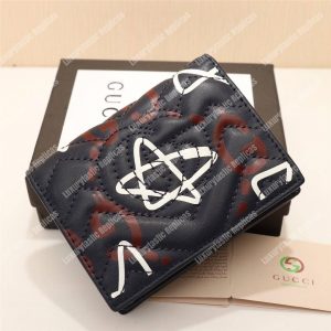 Gucci GG Brown GucciGhost Print Matelassé Card Case Wallet Black - Image 3