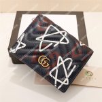 Gucci GG Brown GucciGhost Print Matelassé Card Case Wallet Black