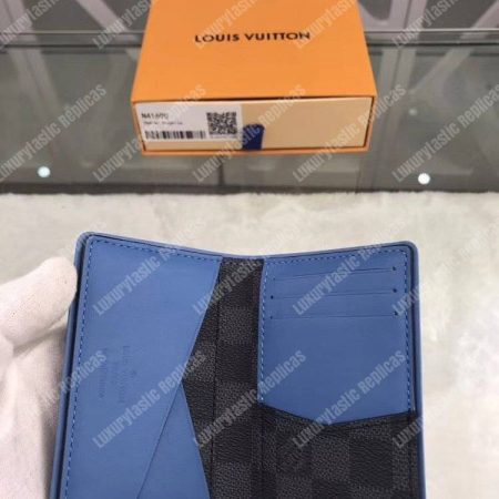 LV Pocket Organizer Damier Graphite Canvas Blue - Image 4