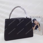 LV Capucines MM Noir Python Leather Trim