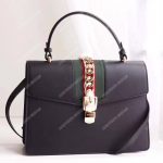 Gucci Sylvie Medium Top Handle Bag Black Leather