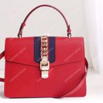 Gucci Sylvie Medium Top Handle Bag Red Leather