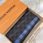 LV Zippy Wallet Vertical Damier Graphite Canvas Blue Stripe