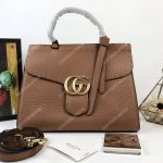 Gucci GG Marmont Small Top Handle Bag Lightweight Leather Brown