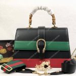 Gucci Dionysus Large Smooth Leather Bamboo Top Handle Bag Blue/Green/Red