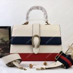Gucci Dionysus Large Smooth Leather Bamboo Top Handle Bag Blue/Green/Red
