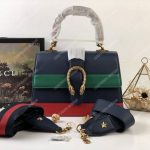 Gucci Dionysus Medium Smooth Leather Bamboo Top Handle Bag Blue/Green/Red