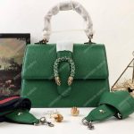 Gucci Dionysus Medium Grainy Leather Bamboo Top Handle Bag Green
