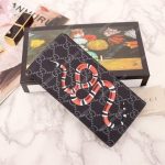Gucci Kingsnake Print GG Supreme Long Wallet Black