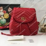 Gucci GG Matelassé Marmont Backpack Bag Hibiscus Red