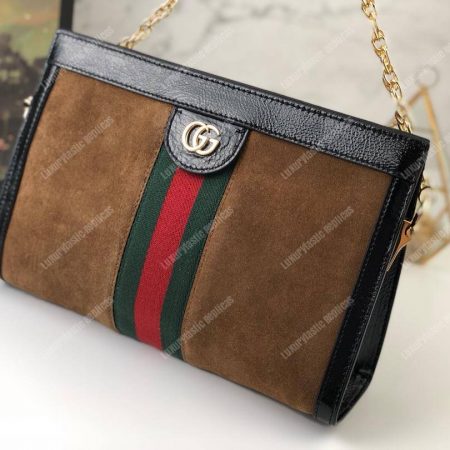 Gucci Ophidia Suede Small Shoulder Bag Brown - Image 4