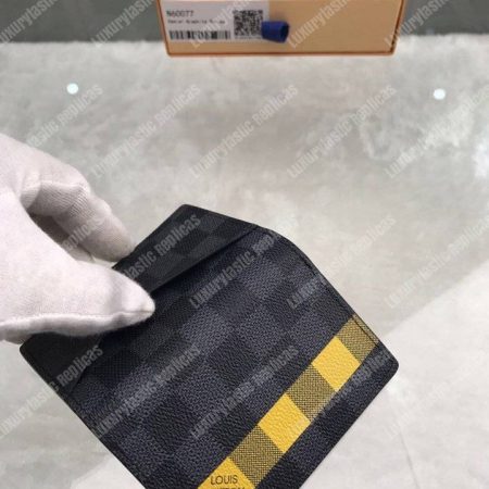 LV Pocket Organizer Damier Graphite Yellow Stripe - Image 6