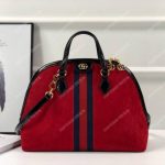 Gucci Ophidia Red Suede Medium Top Handle Bag