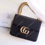 Gucci GG Small Marmont Leather Shoulder Bag Black