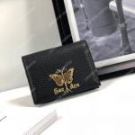 Gucci Garden Leather Wallet Black with Butterfly