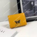 Gucci Garden Leather Wallet Yellow with Butterfly