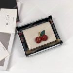 Gucci Signature Card Case Wallet With Cherries White