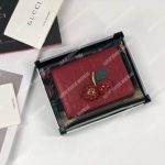 Gucci Signature Card Case Wallet With Cherries Red