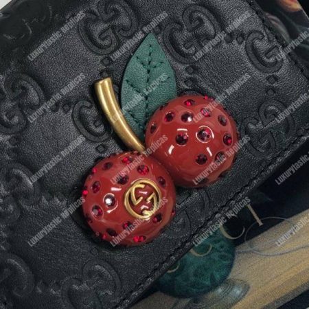 Gucci Signature Mini Bag With Cherries Black - Image 4