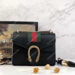 Gucci Dionysus Leather Mini Bag Black Green Red Web
