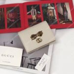 Gucci Leather Zip Wallet With Bow White