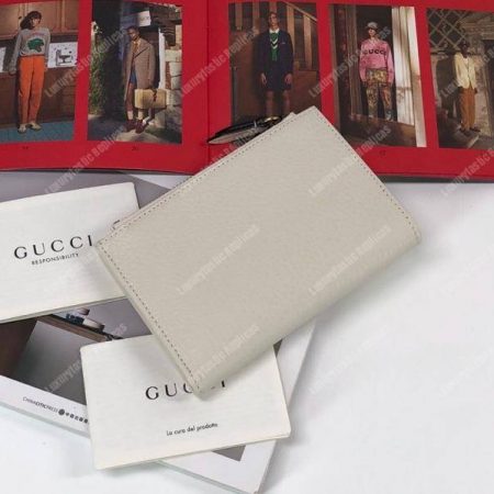 Gucci Leather Card Case Wallet With Bow White - Image 5