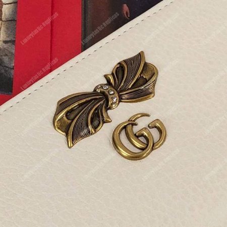 Gucci Leather Card Case Wallet With Bow White - Image 3