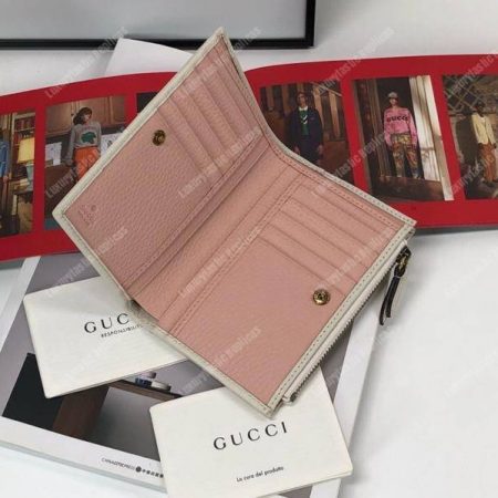 Gucci Leather Card Case Wallet With Bow White - Image 4