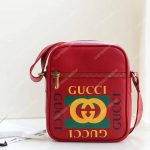 Gucci Print Messenger Bag Hibiscus Red Leather
