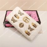 Gucci GG Marmont Zip Around Wallet With Animal Studs White