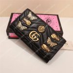 Gucci GG Marmont Continental Wallet With Animal Studs Black