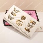 Gucci GG Marmont Continental Wallet With Animal Studs White