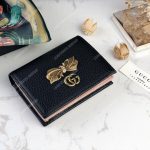 Gucci Leather Zip Wallet With Bow Black