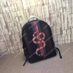 Gucci Kingsnake Print Leather Backpack Black