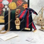 Gucci Sylvie Leather Mini Chain Bag Black