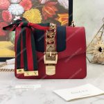 Gucci Sylvie Leather Mini Chain Bag Hibiscus Red